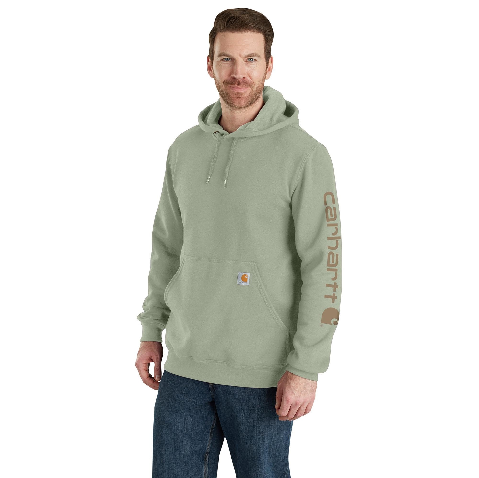 Carhartt Men's Loose Fit Midweight Logo Sleeve Graphic Sweatshirt, Sage, X-Large